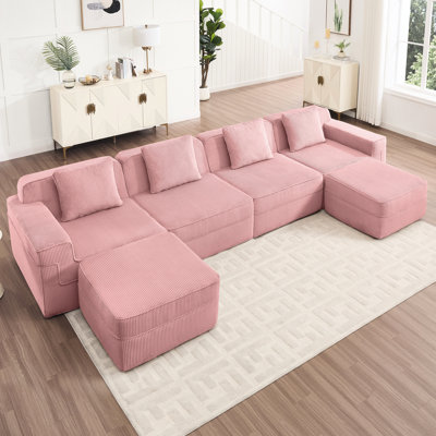 Canapé modulaire moderne à 4 places avec 2 repose-pieds