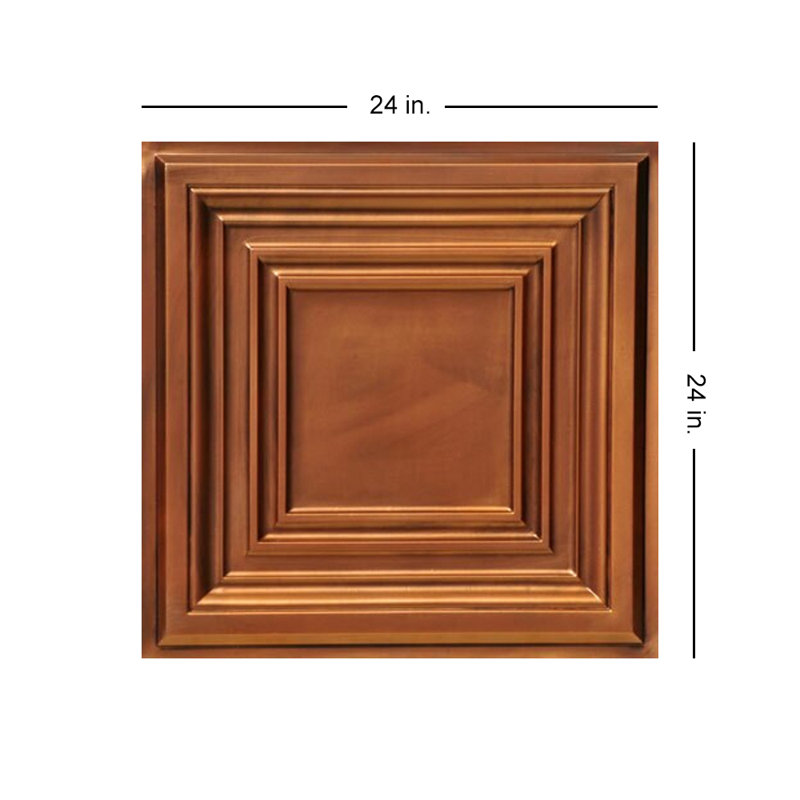 Plafonnier encastré ou collé en PVC Washington Square - 24 po x 24 po, Cuivre vieilli