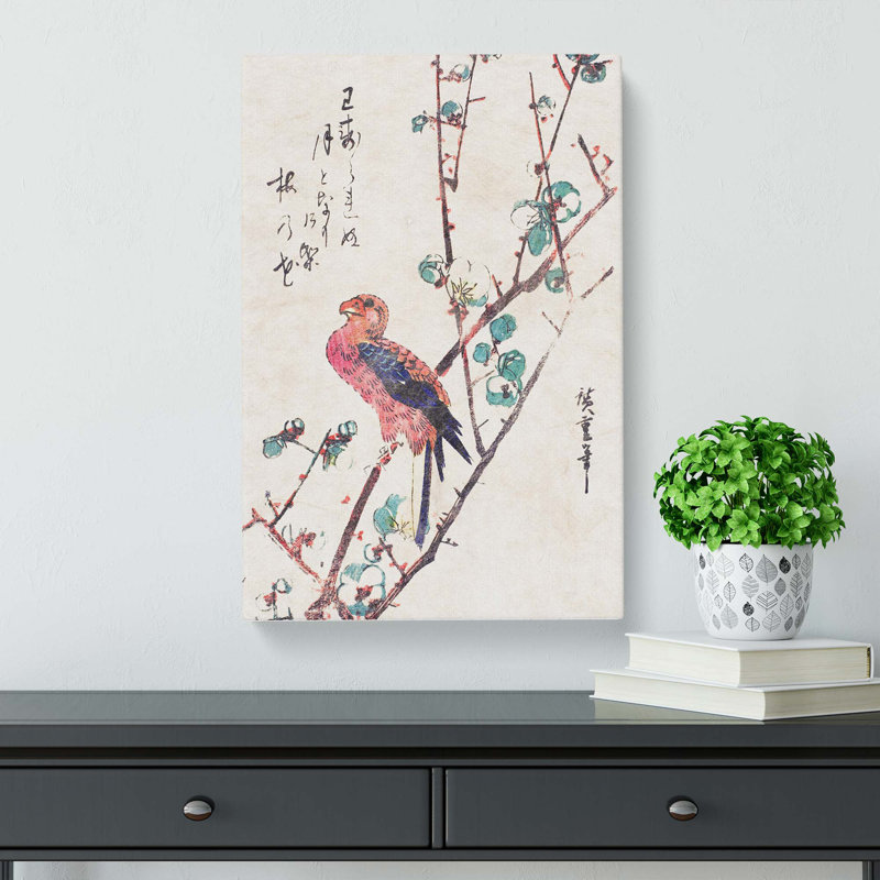 Parrot on a Plum Branch by Utagawa Hiroshige - Wrapped Canvas Art - Wrapped Canvas, 60cm H x 40cm W x 3cm D