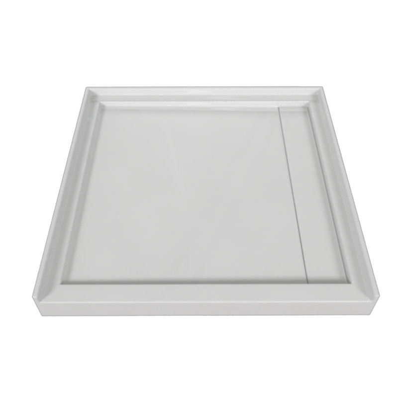 Signature 48'' W 48'' D Square Single Shower Base, White, Right