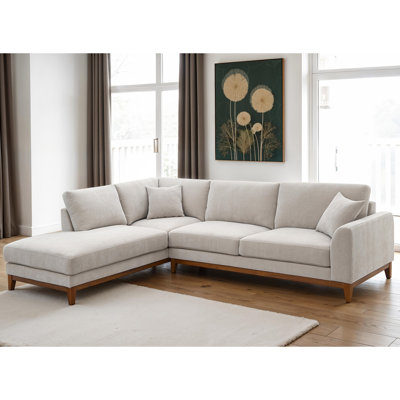 Cherelle Chenille Left-Chaise Sectional With Throw Pillows