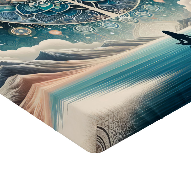 Drap-housse Ambesonne Mandala_ Mystic Land Arcane World_ Turquoise foncé et pêche, Drap-housse très grand californien