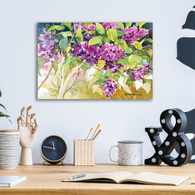 Art mural en verre épique «Spring Lilac» par Annelein Beukenkamp, H 12 po x l 16 po x P 0,13 po