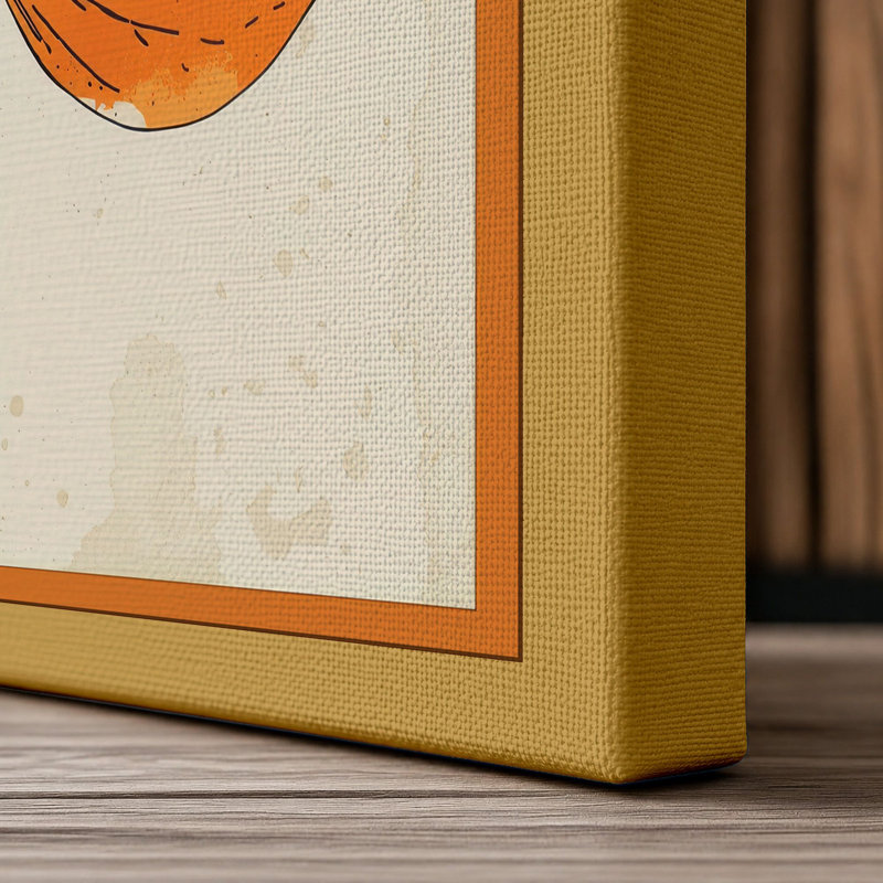 Single Monstera Leaf Botanical - Wrapped Canvas, 18x12 - 45.7 x 30.5 cm, Ochre Border