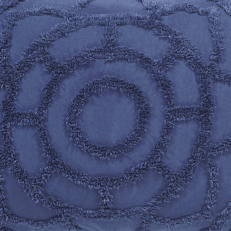  100% Cotton Machine Washable Floral Pattern Comforter with Sham Set, Navy, King Comforter + 2 King Shams