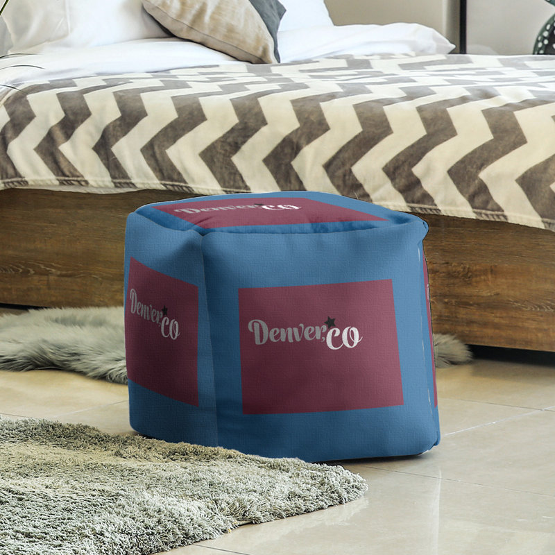 Repose-pieds à cubes sports Denver, Couleurs de hockey, Bourre pour cube (13 x 13 x 13)
