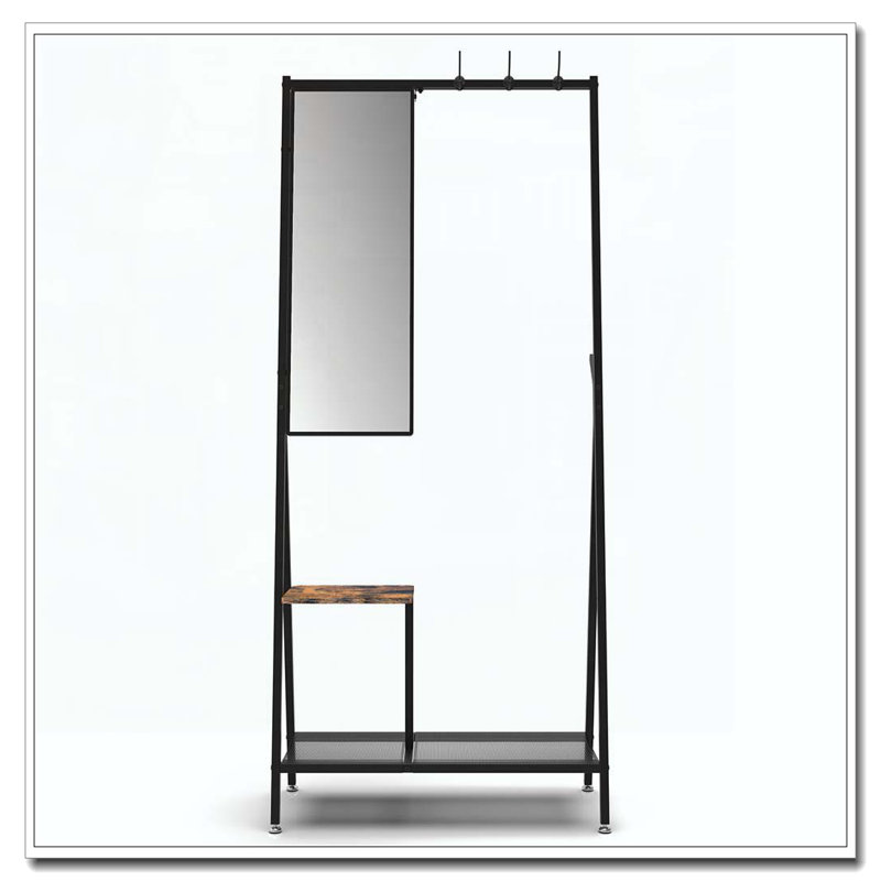 Coat Rack With Mirror, Multifunctional Hall Tree With Shoe Storage