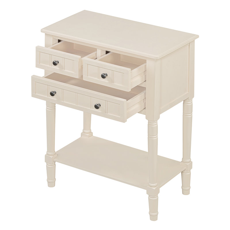 Console étroite, canapé mince avec trois tiroirs de rangement et tablette inférieure