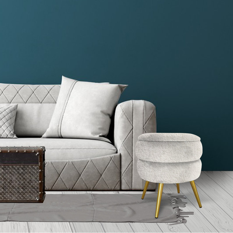 Velvet Ottoman, White