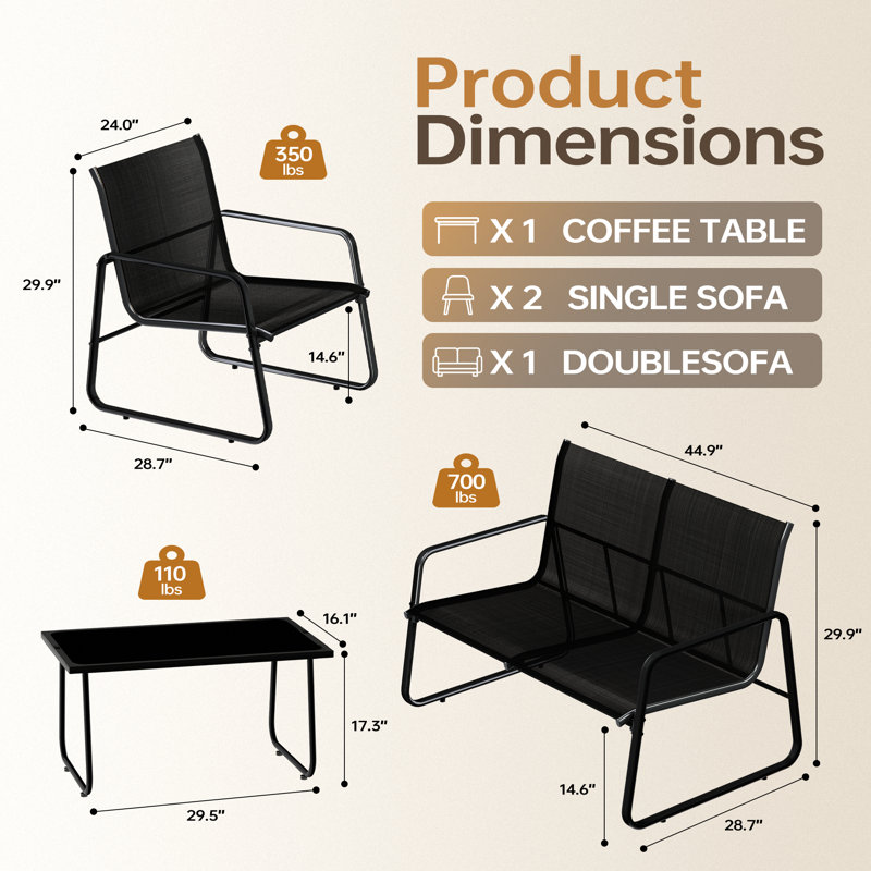 Outdoor Lounge Chair, Black
