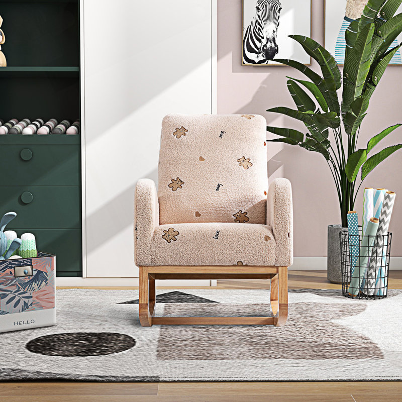 Chaise berçante moderne, fauteuil berçant d'appoint Mid-Century avec poche latérale
