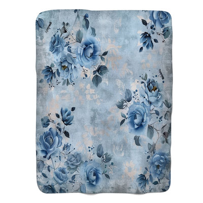 Shabby Elegance Blue Roses - 1 pièce Sherpa Premium