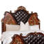Grand lit Iliana, brun cerise foncé, similicuir noir, sculptures dorées-117559419