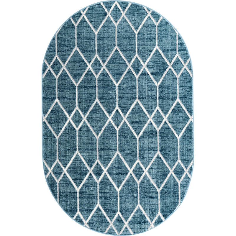Eshin Geometric Indoor Rug, Oval 5'3" x 8'