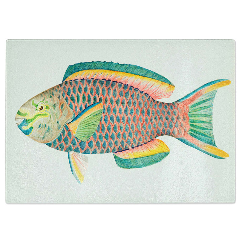 Tempered Glass Tropical Fish by Henry Baldwin Chopping Board, 39 cm W x 28.5 cm L