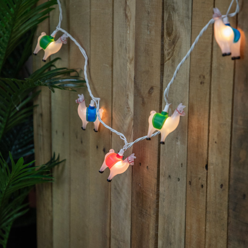 10-Count Clear Llama Patio Light Set 5.75Ft White Wire