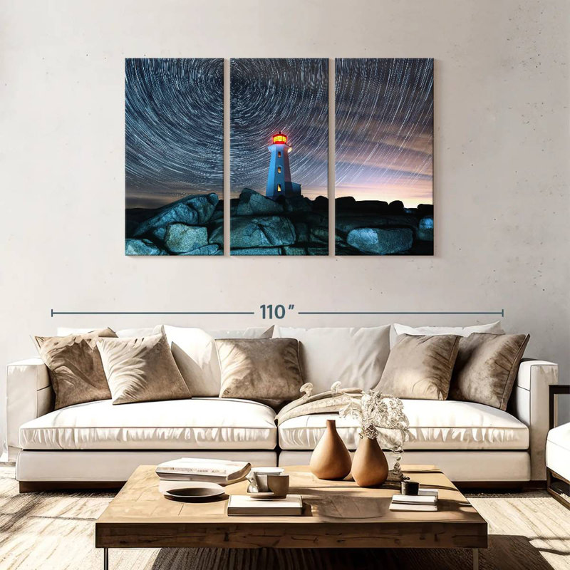 Lilie Spinning Stars Over Lighthouse, 48" H x 74" W