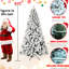 Arbre de Noël enneigé 5 pi avec 200 lumières blanches chaudes, 551 pointes, dépliage automatique et base en métal pour décoration festive-1358415585