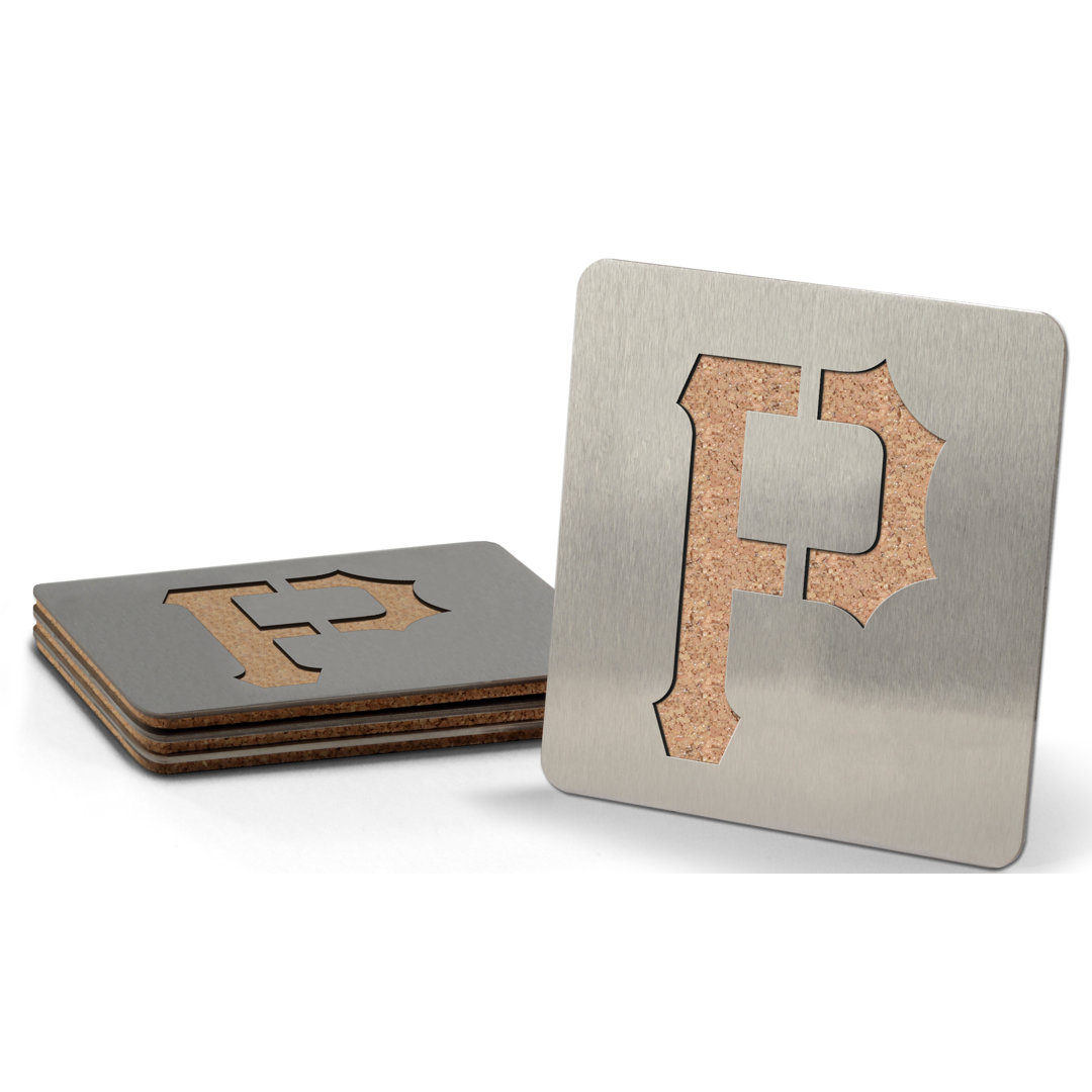 Stainless Steel Square 4 Piece Coaster Set (Set of 4) YouTheFan MLB