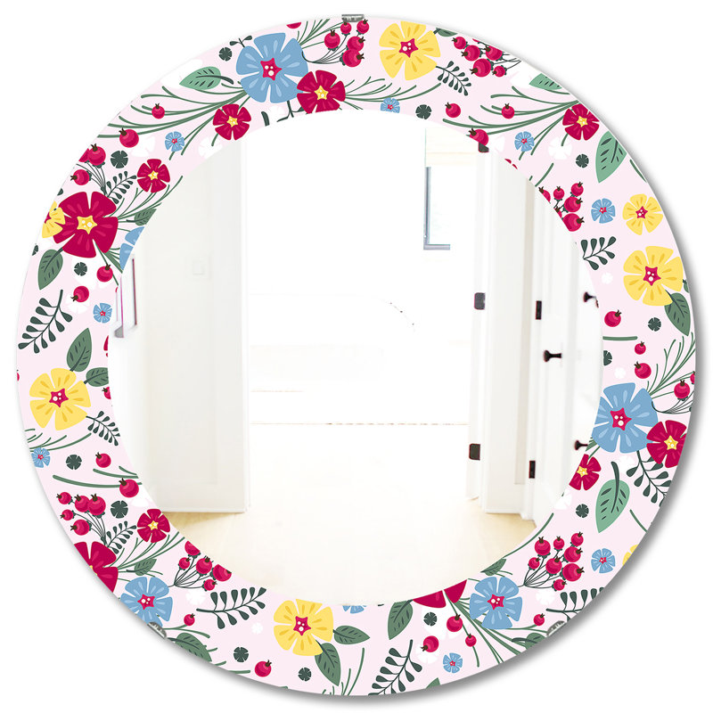 Miroir mural floral Mid-Century, H 31,5 po x l po