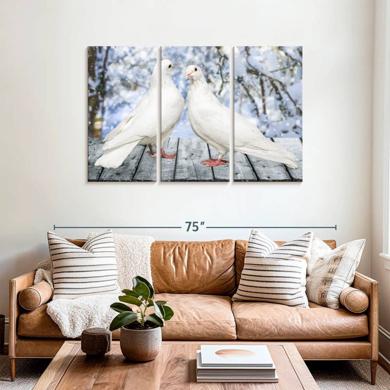 Brampt White Winter Doves, 36" H x 57" W