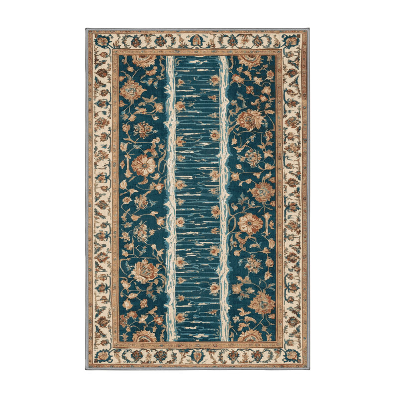 Tapis persan gris lavable à la machine, Rectangulaire 2 pi x 3 pi