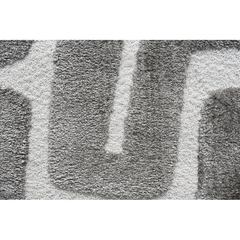 Luna Meara Gray And Ivory Recycled Polyester Area Rug, Rectangle 5' x 8'