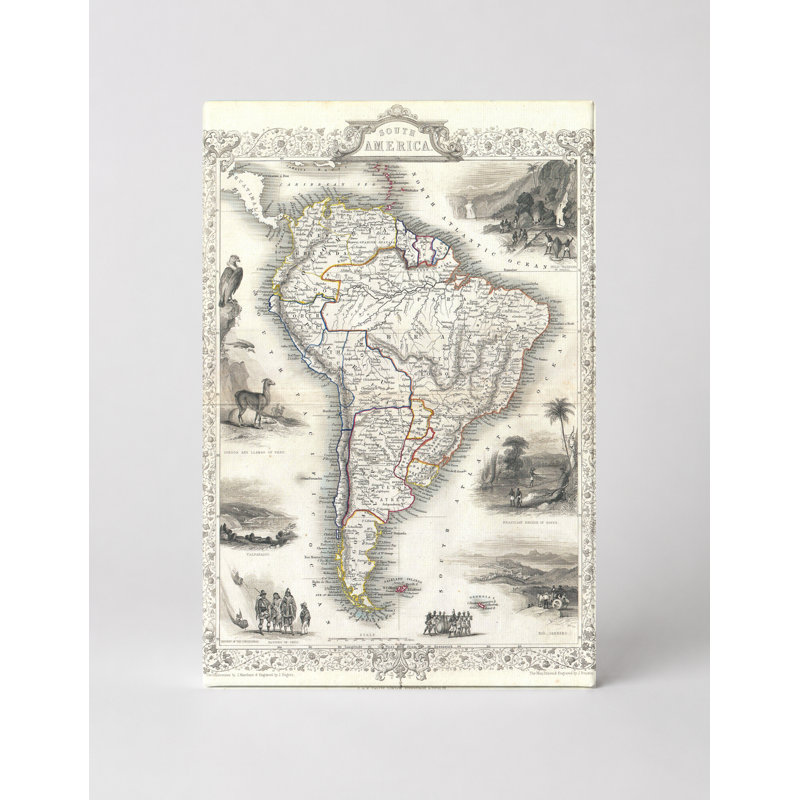South America (1850) - Portrait, art mural sur toile, 14" W x 11" H
