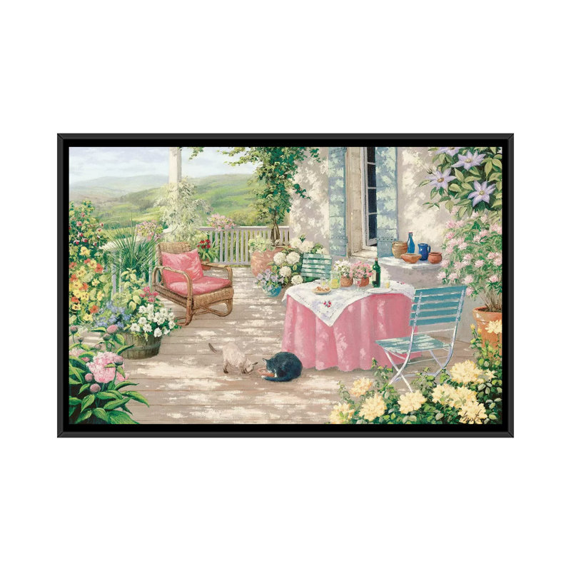 «Brunch», reproduction sur toile, H 18 po x l 26 po x P 1,5 po, Toile avec cadre noir, Pas de tapis