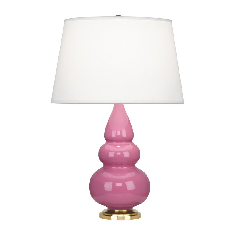 Triple Gourd Table Lamp, 24" H x 16" W x 16" D, Antique Brass, Smokey Taupe
