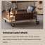 Chariot de service mobile double couche creux en bois de frêne blanc de style Wabi-Sabi, 26,77 pouces, avec cadre en métal et roues universelles silencieuses