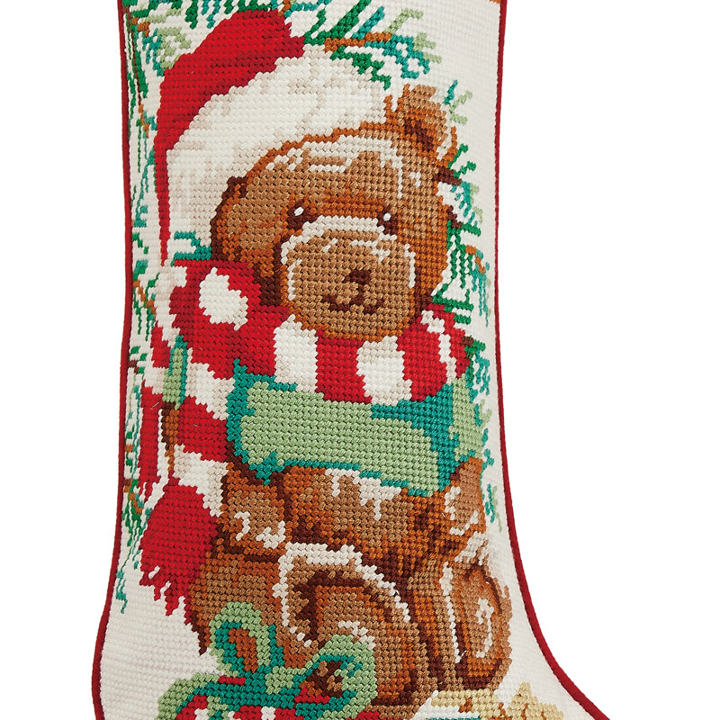 Chaussette de Noël brodée Teddy Bear