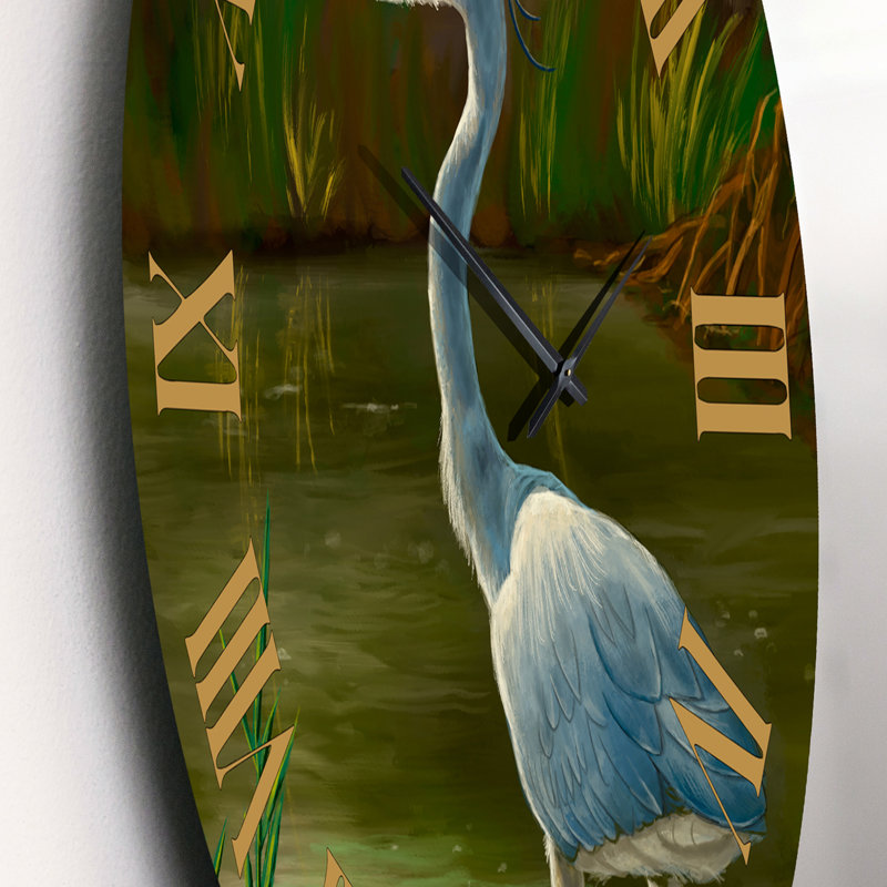 Blue Heron Wetland Bird - Horloge murale traditionnelle, Petit