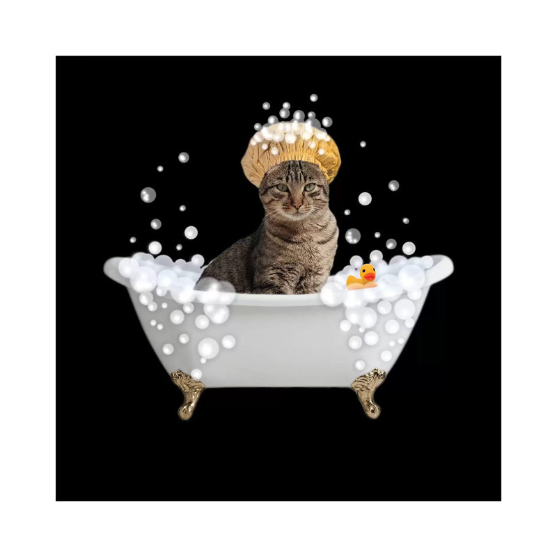 Fun Kitty Bath 4 by Marcus Prime - Wrapped Canvas Graphic Art Print, 45.72 cm H x 45.72 cm W x 3.175 cm D