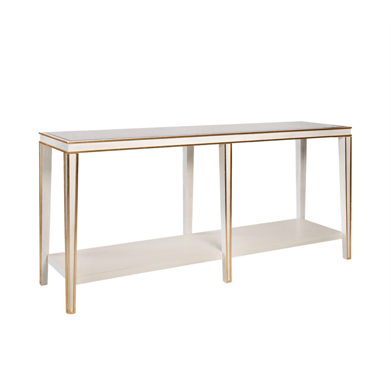 Lilly 72'' W Glass Console Table, Antique White