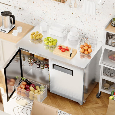 48" Sandwich Prep Table Refrigerator, Stainless Steel Dual Door, Commercial Food Storage and Prep Station for Restaurant, Deli & Catering