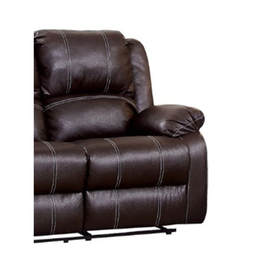 Zuriel Brown Synthetic Leather Recliner Loveseat