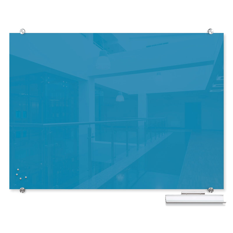 Visionary Magnetic Wall Mounted Glass Dry Erase Board, 35.43" H x 47.24" L, Blue