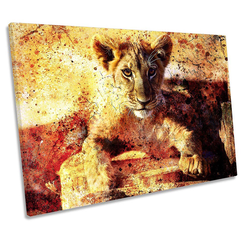 Lion Cub Wildlife - Wrapped Canvas Print, 81.3cm H x 121.9cm W x 4cm D