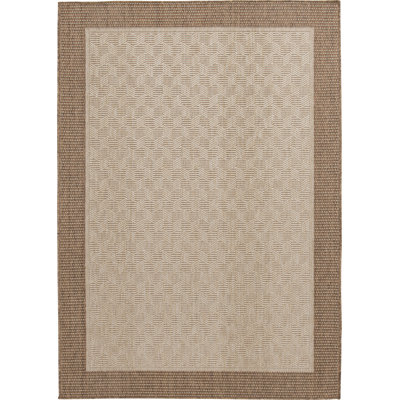 Ebern Designs Massad Saylor Tan/Brown Border Indoor/Outdoor Polypropylene Area Rug