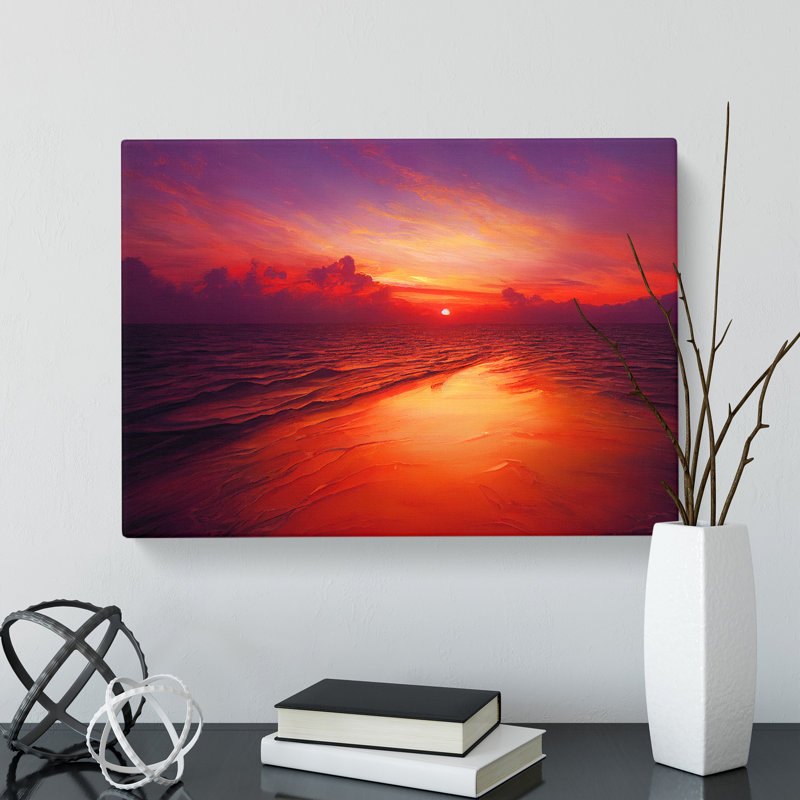 Riveting Ocean Sunset - Wrapped Canvas, 40cm H x 60cm W x 3cm D