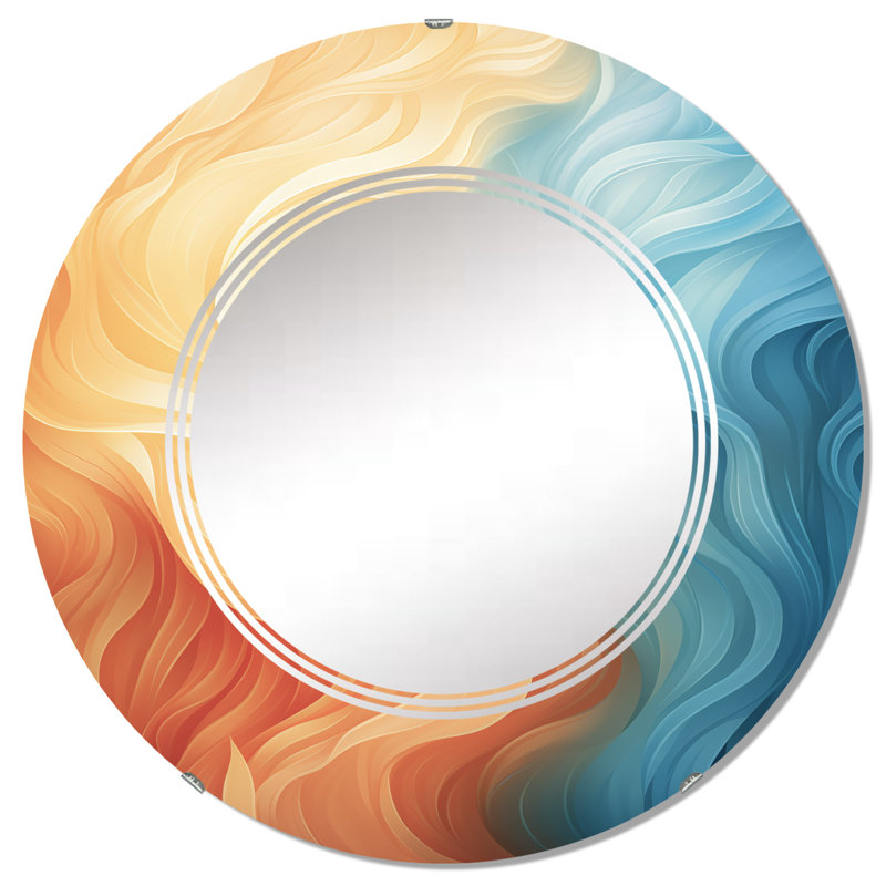 Kophinou - Miroir mural moderne rond, 32 po x 32 po