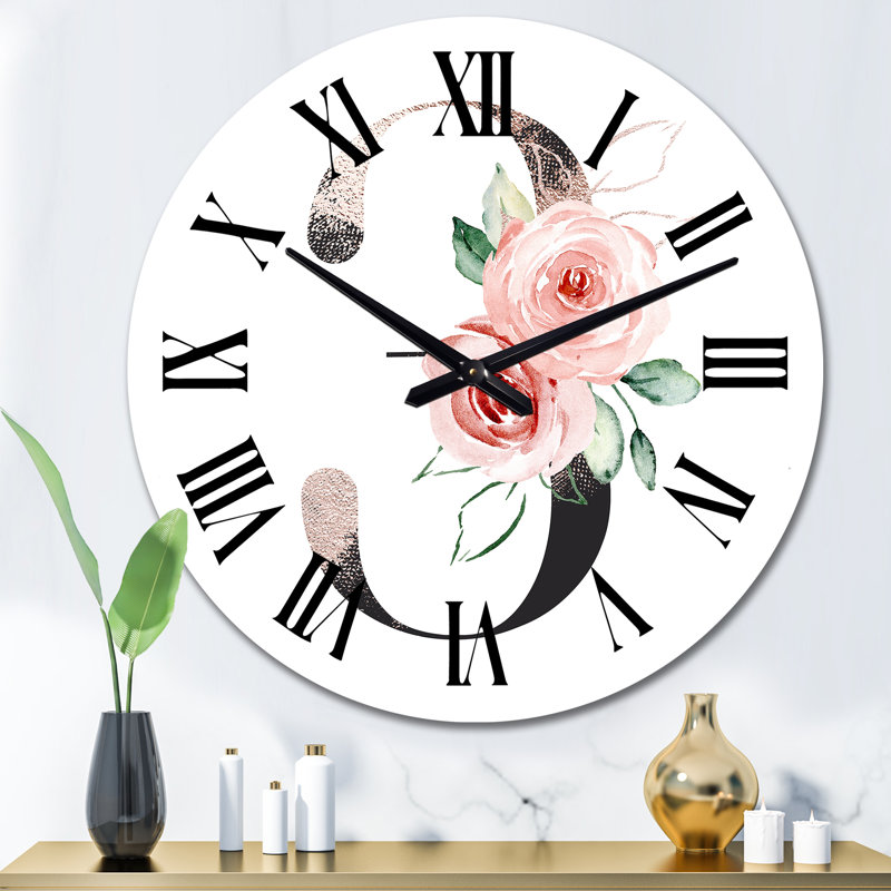 Art floral avec numéro trois I - Horloge murale traditionnelle, Moyen