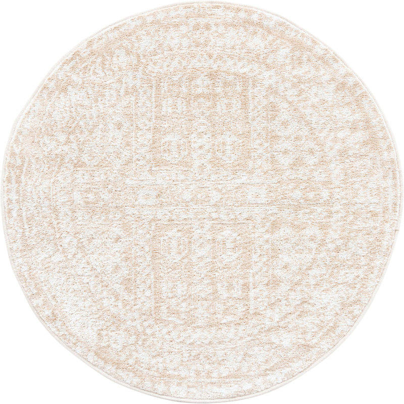 Tapis beige contemporain Micsunel, Rond 3 pi