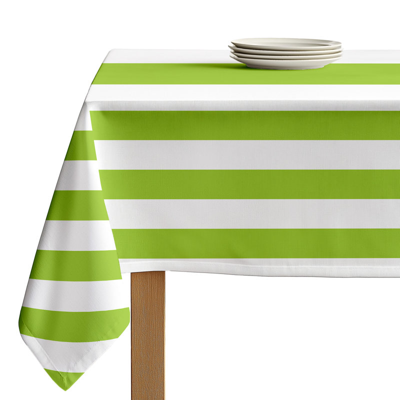Milliken Signature Cotton Striped Tablecloth Rectangular Ervin Stripe, 84" L x 60" W, Lime