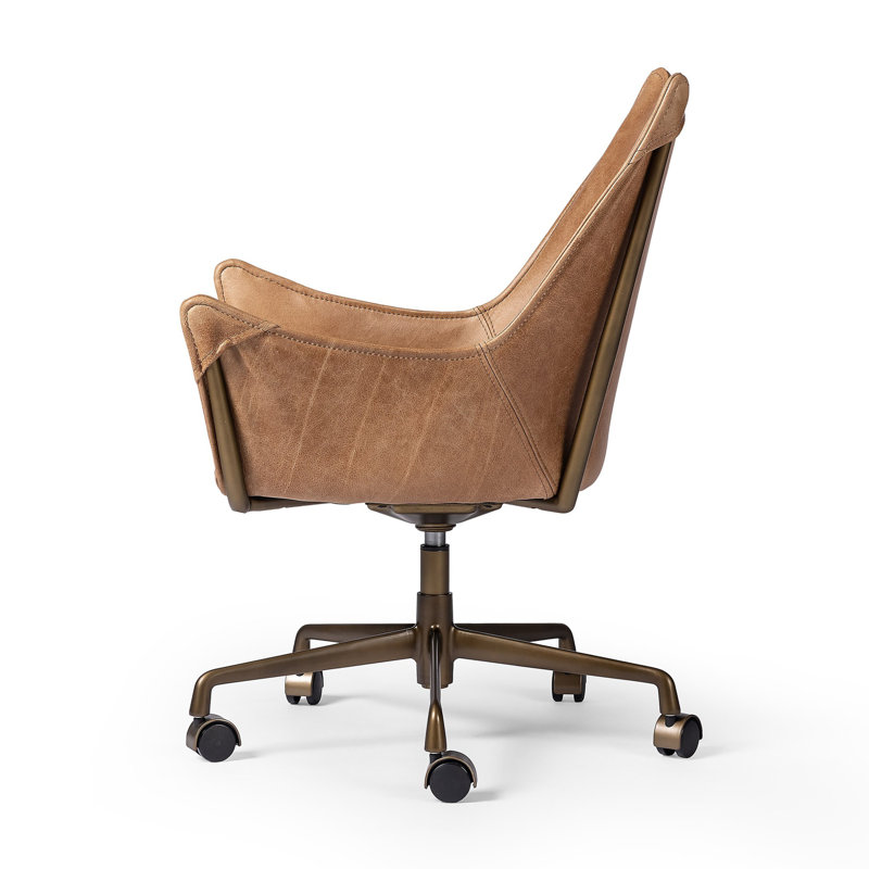 Truman Leather Swivel Office Chair, Taupe Brown