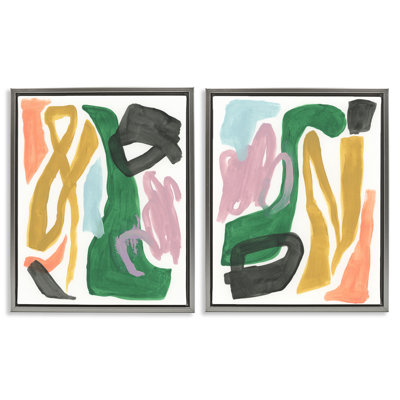  «Funky Abstract Squiggles», ensemble de 2 toiles flottantes encadrées par June Erica Vess