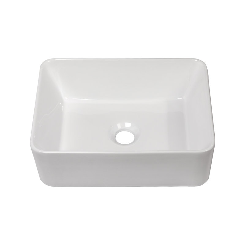 16"x12" White Ceramic Rectangular Bathroom Sink
