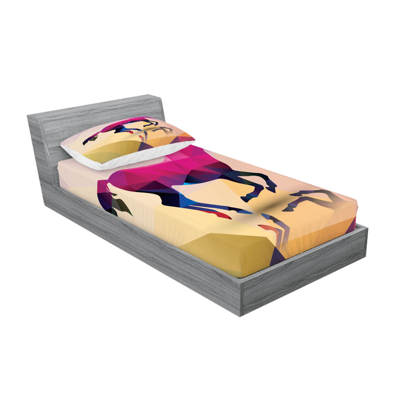 Drap-housse et coussin décoratif Ambesonne, Ensemble de draps pour lit simple + 3 pièces supp