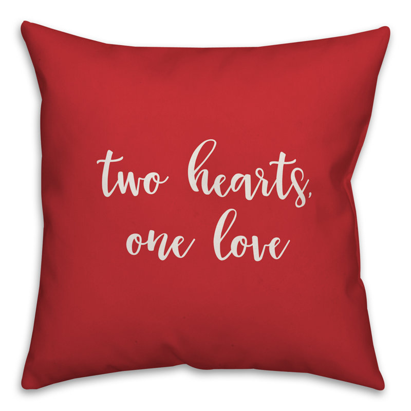  Coussin Two Hearts One Love, Coussin décoratif, Rouge / Blanc